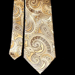 Donald J Trump Tie 61" Signature Gold Bar Champagne Paisley 100% Silk Tie 3.5"